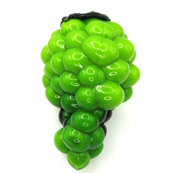 Vintage Green Glass Grape Cluster Hand Blown Art Glass Fruit Decor Murano Style - Picture 4 of 13